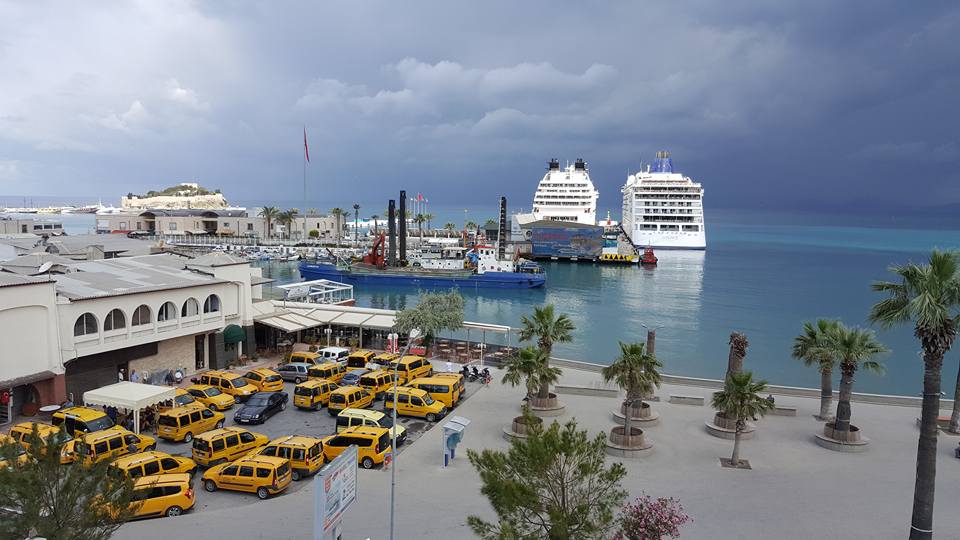 Seabourn Encore and Europa 2 of Hapag-Lloyd cruises at Kusadasi Cruise Port